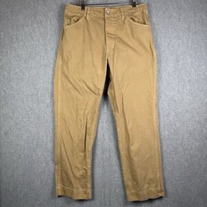 Birdwell Beach Britches Pants Mens 33x29 Tan Brown Herringbone Twill Button Fly